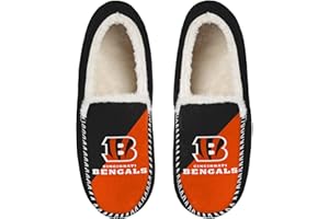 FOCO NFL Unisex-Erwachsene Offiziell lizenzierte Color Block Primary Logo Sherpa gefütterte Mokassin-Hausschuhe