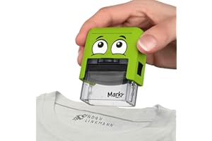 COLOP DIY MARKY – Tampon Personnalisable pour Enfants | Pour Vêtements et Objets Scolaires | Encre jusqu’à 1000 Impressions | Kit Complet avec Étiquettes et Ruban Thermocollant (Vert)