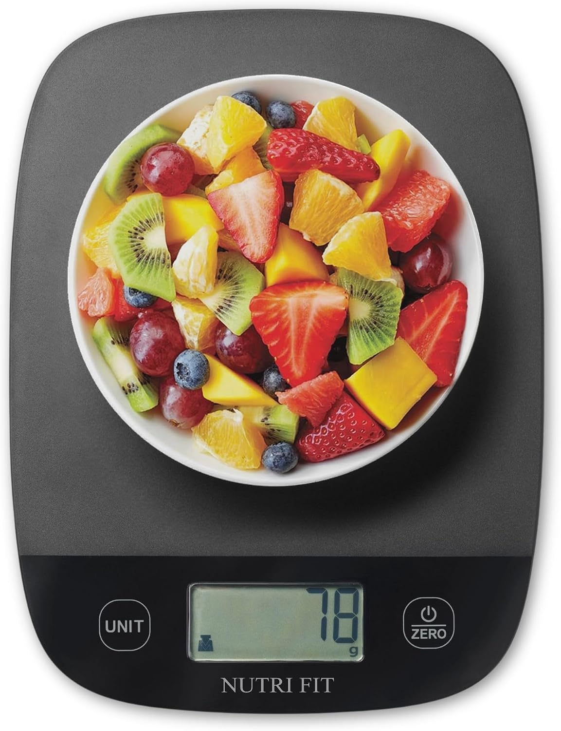 NUTRI FIT Báscula digital de cocina ultrafina, báscula electrónica multifunción, plataforma de plástico de pantalla grande, 5 kg/11 lb-1 g lb.oz oz g ml (negro)
