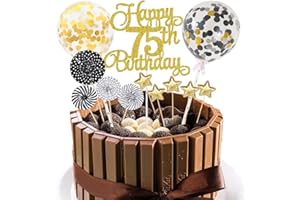 Jxuzh Cake Topper 75 Kuchendeko Geburtstag Gold Happy 75.birthday Kuchendeko 75. Geburtstag Tortendeko 75 Schwarz 75. Geburtstag Kuchen Deko 75 Geburtstag Frau Happy Birthday 75 Geburstagstorte Deko