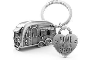 LANOLU Schlüsselanhänger Wohnwagen Geschenk, Wohnmobil Geschenk für das Camping und für Camper, 3D Anhänger- Wohnwagen Zubehör aus Metall