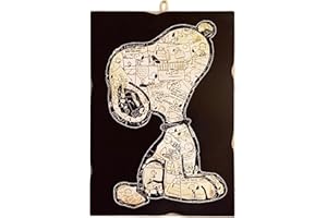 KUSTOM ART Tableau style vintage série bandes dessinées personnages dessins animés Snoopy impression sur bois 18 x 25 cm.