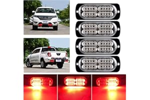 Teguangmei 4Pcs High Intensity 20-LED Super Bright Red LED Emergency Hazard Warning Flashing Strobe Lights for Construction Vehicle SUV Tow Truck Van 12V-24V