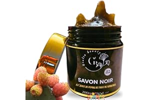 GIULIA BEAUTY | SAVON NOIR 2 EN 1 À L'HUILE DE PÉPINS DE FIGUE DE BARBARIE - CORPS, VISAGE - GOMMAGE ANTI-AGE - EXFOLIANT PROFOND - MAROC - Savon Beldi - Hammam Traditionnel - NATUREL