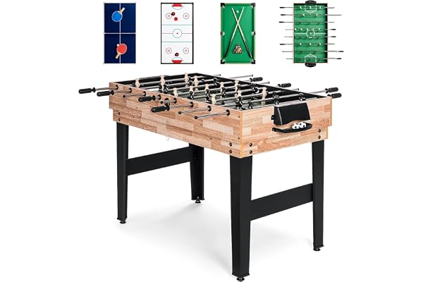 FCOUMY Table de Jeux, Table multijeux pour Enfants, Table de Billard, Baby Foot, Table de Tennis, air Hockey avec Tous Les Accessoires pour Les Enfants (4ft)