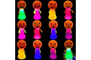 TOPJOWGA Halloween Leucht Springendes Spielzeug, 12 Stück Springbälle Hüpfball, Spring Launchers Toys, LED Leuchtspielzeug, Party Mitgebsel Kindergeburtstag, Jumping Spielzeug Glow in The Dark