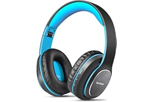 WorWoder Bluetooth Headphones Over Ear, 80 Hours Playtime Wireless Headphones with Microphone, Foldable Lightweight Headset with Deep Bass,HiFi Stereo Sound for Travel Work PC Cellphone (BLUE)