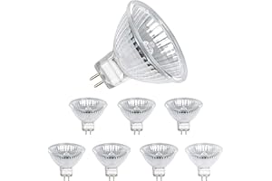 IuulFex Halogen Light Bulbs 8 Pack MR16 12V 50W Spot Light Bulb 2 Pin Base Glass Lens Cover Dimmable Spotlight Bulbs for Ceiling Light Warm White 2700K