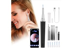 TOWODE Ear Wax Removal Kit Camera, 5MP WiFi Ear Camera and Wax Remover with 8 PCS Ear Spoon, Otoscope with Ear Pick Set, IP67 Waterproof, Suitable for iPhone, iPad, and Android(Black)