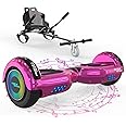 MEGA MOTION Hoverboard Go Kart, Hoverboards with Hoverkart for kids, 6.5 Inch Two-Wheel Self Balancing Hoverboard with Bluetooth Speaker, with LED Lights, Gift for Children and Teenager