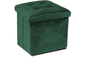 GREAT TOOL GreaTool Taburete Plegable, Pack 2 Unidades, Reposapiés Cuadrado, Puff Almacenaje Cuadrado con Tapa, 38 X 38 X 38CM Verde Oscuro (Pack 2, Verde Oscuro)