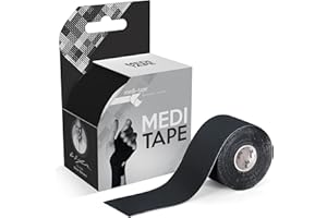 MEDI-TAPING Medi-Tape Sport 5m - Latexfreies Kinesiologie Tape mit 150% Elastizität, atmungsaktives & wasserfestes Physio Tape für ultimativen Halt, Kinesio Tape in Schwarz