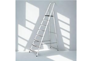 MYPRO Aluminium Step Ladder, Lightweight,Portable, Heavy Duty Platform Steps, 3 4 5 6 7 8 Step,EN131 Certified, 150KG Capacity, Ideal for Trade & DIY (8 Tread)