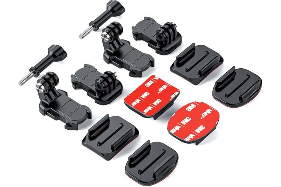 Sametop 3M Adhesive Attachments Helmet Flat Curved Brackets Screw Buckles Accessories Compatible with GoPro Hero 13 12 11 10 Max 9 8 7 6 5 Session AKASO DJI Osmo Action Cameras (12 in 1)