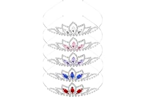 Cinaci 5 Pack Sparkly Glitter Rhinestone Silver Metal Headbands Wedding Hair Crowns Tiaras Clasps Accessories for Kids Girls Women Brides