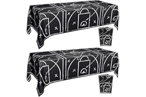 APUXXJUPA Obrus do koszykówki, 4 szt. czarna instrukcja taktyczna z nadrukiem Pokrowce na stół do koszykówki na imprezę sportową, 130 x 220 cm