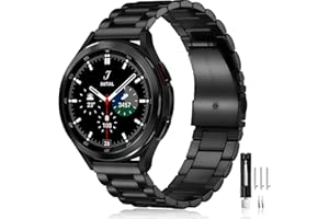 Mastten Metal Strap Compatible with Samsung Galaxy Watch 4/Watch 5/Watch 6 Strap 44mm 40mm/Galaxy Watch 4 Classic 46mm 42mm Strap for Men, 20mm Stainless Steel Band for Galaxy Watch 5 Strap Pro 45mm