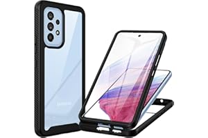 CENHUFO Funda Samsung A53 5G, Carcasa Antigolpes 360 Grados con Protector de Pantalla Integrado, Robusta Doble Cara Case Transparente Anti-Amarilleo Capa Funda para Samsung Galaxy A53 5G - Negro