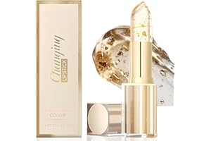 VIIIKUP PH Adjusting Lipstick Colour Changing Lipstick Crystal PH Color & Gold Foil, Transfer-Proof & Long Lasting, 24H Hydration & Glossy Shine Lip Gloss for Women, Versatile Shades for All Skin Tones 1PCS