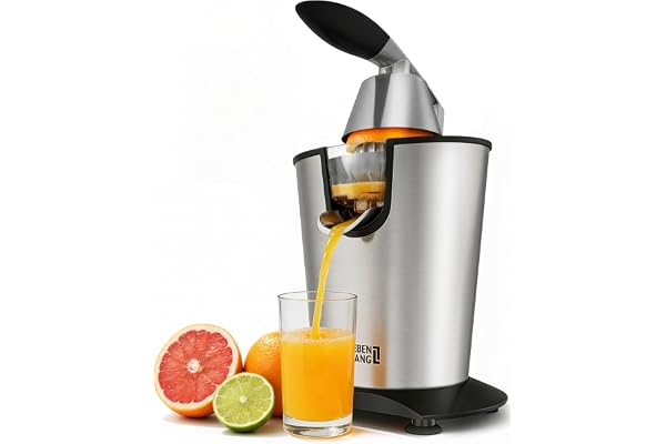 LEBENLANG Presse agrume electrique 600W - Cône en acier inoxydable & sans BPA I Presse-agrumes électriques I Juicer orange machine Presseur agrumes electriques Jus de fruit d'orange automatique