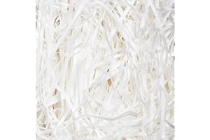 JEEMOOTOWN 500g Carta Tagliuzzata per Regali - Bianco - Paglia per Cesti - Ideale Paglia Confezioni per Scatole Regalo