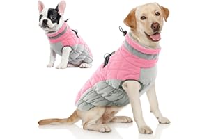 AOFITEE Hundejacke Kleine Hunde, Wasserdicht Hunde Wintermantel Warm Hundemantel mit Geschirr, Rollkragen Hunde Winterjacke Fleece Reflektierende Hundejacke Outdoor Hundebekleidung,S Rosa