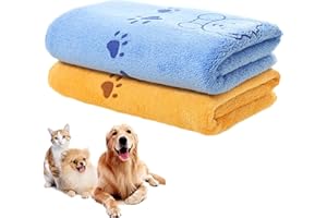 bangminda Hundehandtuch 2 Stück Mikrofasertücher waschbare Hundedecken Großer Schnelltrocknend Hunde Handtuch zum Pflegen Trocknen Tiertuch für Hunde Katzen 140 x 71 cm (Gelb und Blau)