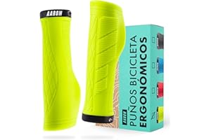 AARON FIT - Puños de Gel con amortiguación - Diseño Deportivo Antideslizante con Extremo atornillable - para bicis eléctricas, de Trekking, de montaña, de piñón Fijo y ciclocrós - Negro