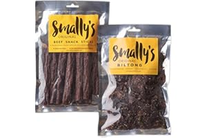 Smally's Biltong - Original Biltong 500g and Beef Snack Sticks 500g, Combo Pack, Droewors, High Protein Beef Snack, Traditional South African Flavour - 2 x 500g Pack