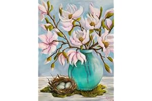 CLENDO Malen Nach Zahlen Erwachsene Blume,Bastelset Erwachsene Gemälde Vogeleier,DIY Set Erwachsene,Handgemalt Ölgemälde Kit für Anfänger und Erwachsene für Wand Dekorieren 30X40cm