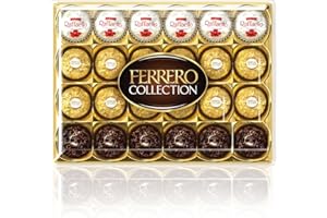 Ferrero Collection Pralines Christmas Chocolates Gift box, Chocolate Hamper, Gifts for Christmas, Coconut Raffaello and Dark Chocolate Rondnoir, Box of 24 Pcs 269.4g