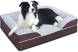 Uilkbyu Orthopedic Dog Beds for Large Dogs, Memory Foam Dog Beds Large Dog Bed Washable with Removable Cover & Nonskid Bottom, 91x71x17cm