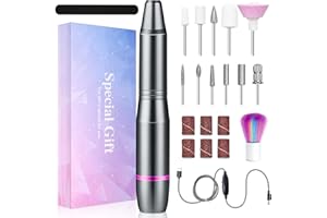 FOLAI Torno para Uñas, Lima de Uñas Profesionales con Set de 11 Tipos de Brocas de Pulido Pedicura, Lima Electrica Uñas de Vlocidad Ajustable para Manicura Pedicura(negro)…