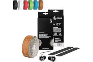 URBAN ZWEIRAD Premium Extra Dry – Cinta adhesiva para manillar de bicicleta de carreras, incluye tapones de aluminio, color marrón