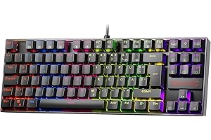 Redragon K552 Mechanische Gaming Tastatur 60% Mini TKL Keyboard mit Rote Schalter 87 Tasten für PC Gaming (RGB Beleuchtet - DE QWERTZ)