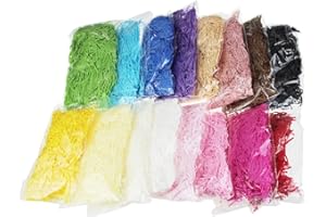 LJY 320 Grams Multicolored Raffia Paper Shreds & Strands Shredded Crinkle Confetti for DIY Gift Wrapping & Basket Filling