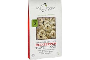 Mr Organic Red Pepper Tortellini - Egg Free - Vegan-Friendly - Made with Organic Ingredients - Delicious and Filling - Perfect for Pasta Lovers - 250g Pack