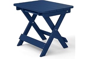 TORVA Outdoor Side Table, All Weather HDPE Adirondack Table Garden Coffee Table, Square/Round Small Patio End Tea Table for Balcony, Backyard, Lawn and Poolside, Foldable(Navy Blue)