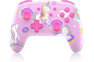 NexiGo Mando Compatible para Nintendo Switch/Lite/OLED, Controladores Adicionales para Mandos Nintendo_Switch, Controlador de Bluetooth con Vibración, Movimiento (Pink Unicorn)