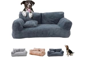 BEAUTYLAST Revuera Calming Pet Sofa, Fluffy Dog & Cat Sleeping Bed, Washable Puppy Couch Bed for Large & Small Dogs & Cats (55 * 45 * 25cm,Dark Grey)