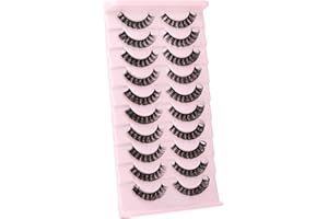 wiwoseo Eyelashes Russian Strip Lashes D Curly Natural Wispy Fluffy 3D Effect Hybrid Fake Eyelashes 10 Pairs Pack