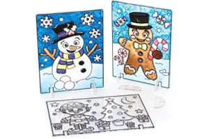 Baker Ross FC182 Weihnachten Sonnenfänger Bilder Bastelset - 4 Stück, Buntglaseffekt für Kinder zum Bemalen, Basteln und Aufstellen, Weihnachtsbastel Ideen, Weihnachtsdeko zum Basteln, Mittel