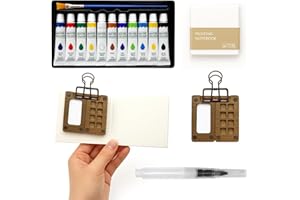 kelav Mini Paleta de Acuarelas, Paletas de Acuarelas Portatiles 12 Colores, Paleta Acuarela Portatil Madera con 8 Cuadrículas para Artistas Estudiantes