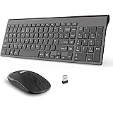 Slim Wireless Keyboard and Mouse Set, 2.4G Cordless QWERTY UK Layout USB Keyboard and Silent Mouse Combo with Numeric Keypad,