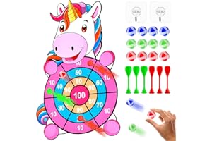 FOHYLOY Gioco Freccette Bambini, 73cm Freccette Peri da Appendere, Bersaglio Freccette Bambini, Dinosauro Regalo Natale Compleanno 4-8 Anni, 12 Palline Adesive 6 Freccette, 1 Bersaglio Freccette