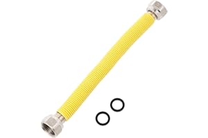 HYDROBIL Yellow Gas Hose for BBQ, Hob, Oven and More, 1/2" BSP Female x 1/2" BSP Female Threads, 200mm - 400mm BBQ Gas Pipe for Cooker, I, II, and III Gas Famillies, Acid Resistant BBQ Gas Pipe Hose