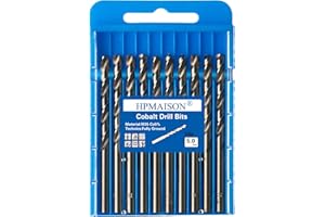 HPMAISON Set Punte Trapano Professionali 10 Pezzi 5mm Cobalto M35 HSS-Co Punta per Forare Acciaio Inox, Metallo, Ferro, Alluminio e Legno, Norma DIN 338