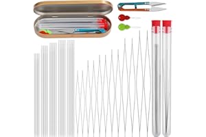 47 Stck Perlennadel Set, Perlennadeln für Rocailles, 6 Größen Perlennadeln für Kleine Perlen,5 Größen Rocailles Nadeln, Inklusive Schere Nadel Flasche und Karton für DIY die Schmuckherstellung