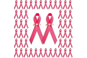 CRAFFANCY 100 PCS Octobre Rose Pins, Broche Rose Rubans Sensibilisation au Cancer du Sein avec Perle Épingles de Sûreté pour Décoration Accessoires de Fête et Événements