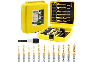 KURSTOL HSS Forets Taraudeurs - 13 pièces SAE/Métriques Forets Combinés pour Perçage Taraudage Fraisage Métal Aluminium Cuivre, Tige à Changement Rapide avec Tige d'Extension